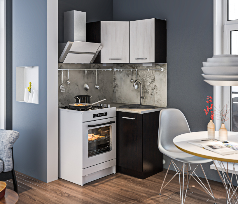 Кухонные гарнитуры, Кухонный гарнитур Виктория угловой Венге/Дуб Светлый,Венге/Базальт R5