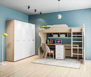 Мамбо детская для двух школьников Дуб Сонома/Белый