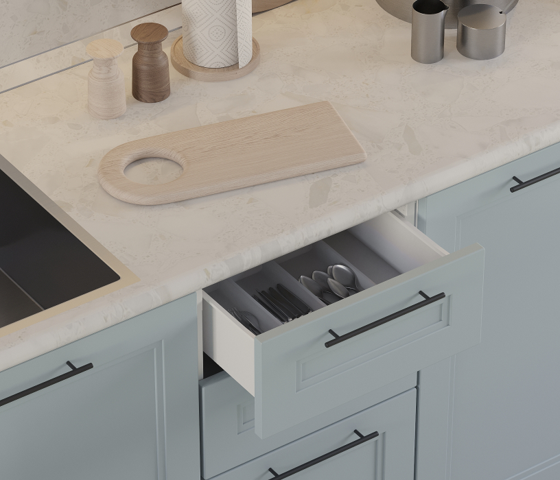 Кухонные гарнитуры, Кухонный гарнитур Регина Белый/МДФ Modern Серый 1,5 м