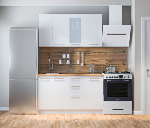 Кухонный гарнитур Регина Белый/Анна МДФ Белый глянец 1,4 м