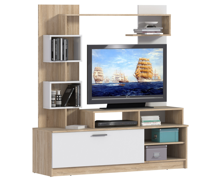 Стенки для гостиной, Стенка Интеро СБ-2741 Дуб Сонома/Белый