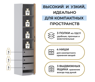 Шкаф однодверный Макс 500 мм, вариант №5 (ЛДСП)