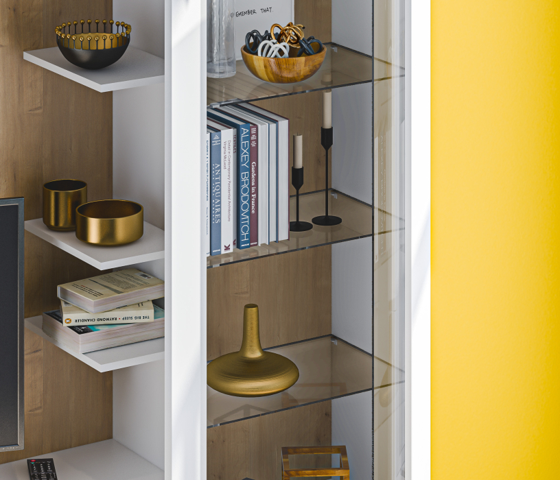 Витрины, Мальта СБ-3256 Шкаф-витрина Белый/МДФ Белый