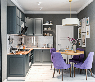 Кухонный гарнитур Регина Белый/Серый матовый/Дуб Бильбао 2,4х1,6 м